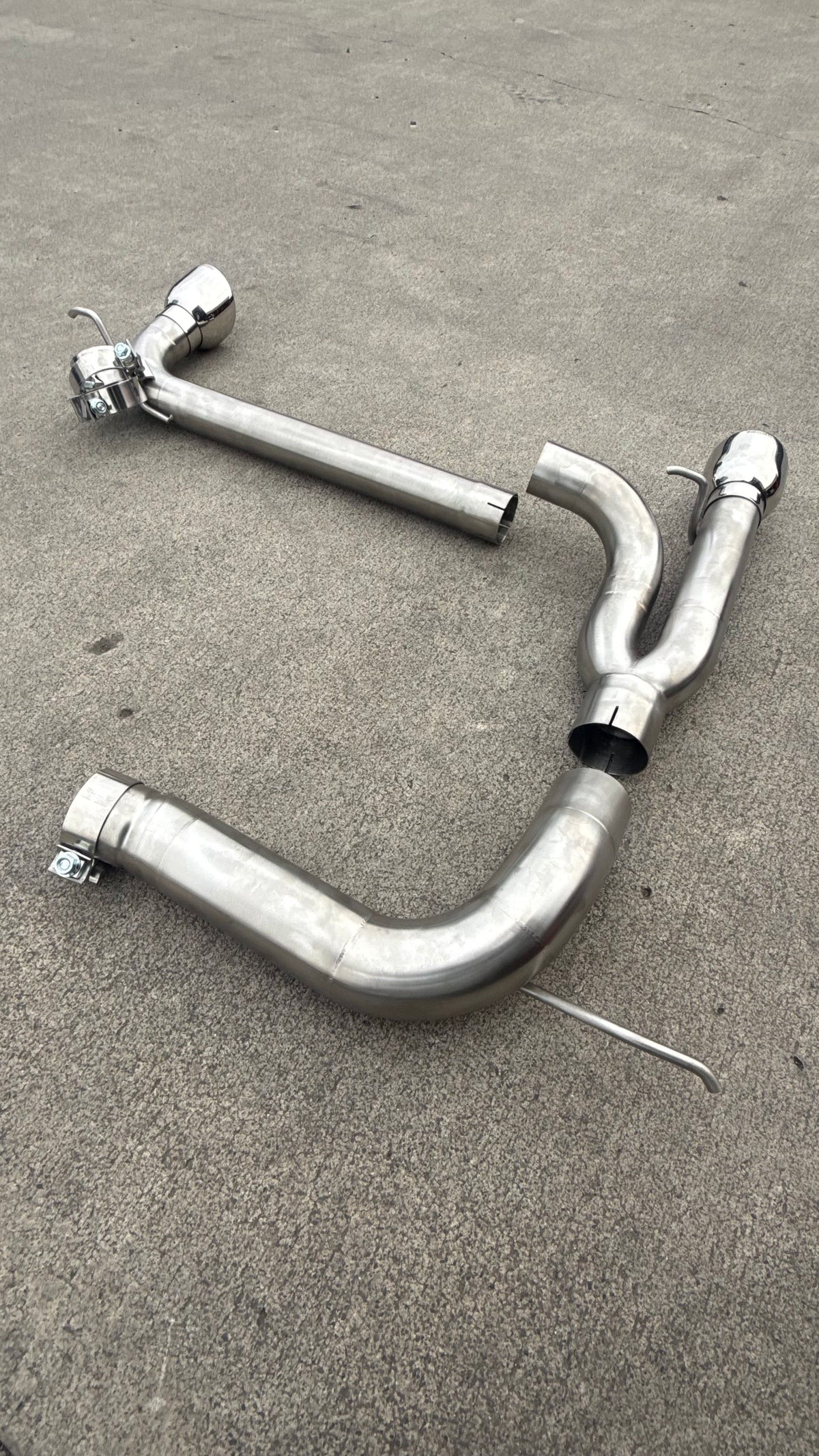 BMW 330e F30 stainless steel backbox delete exhaust system with polished chrome tips