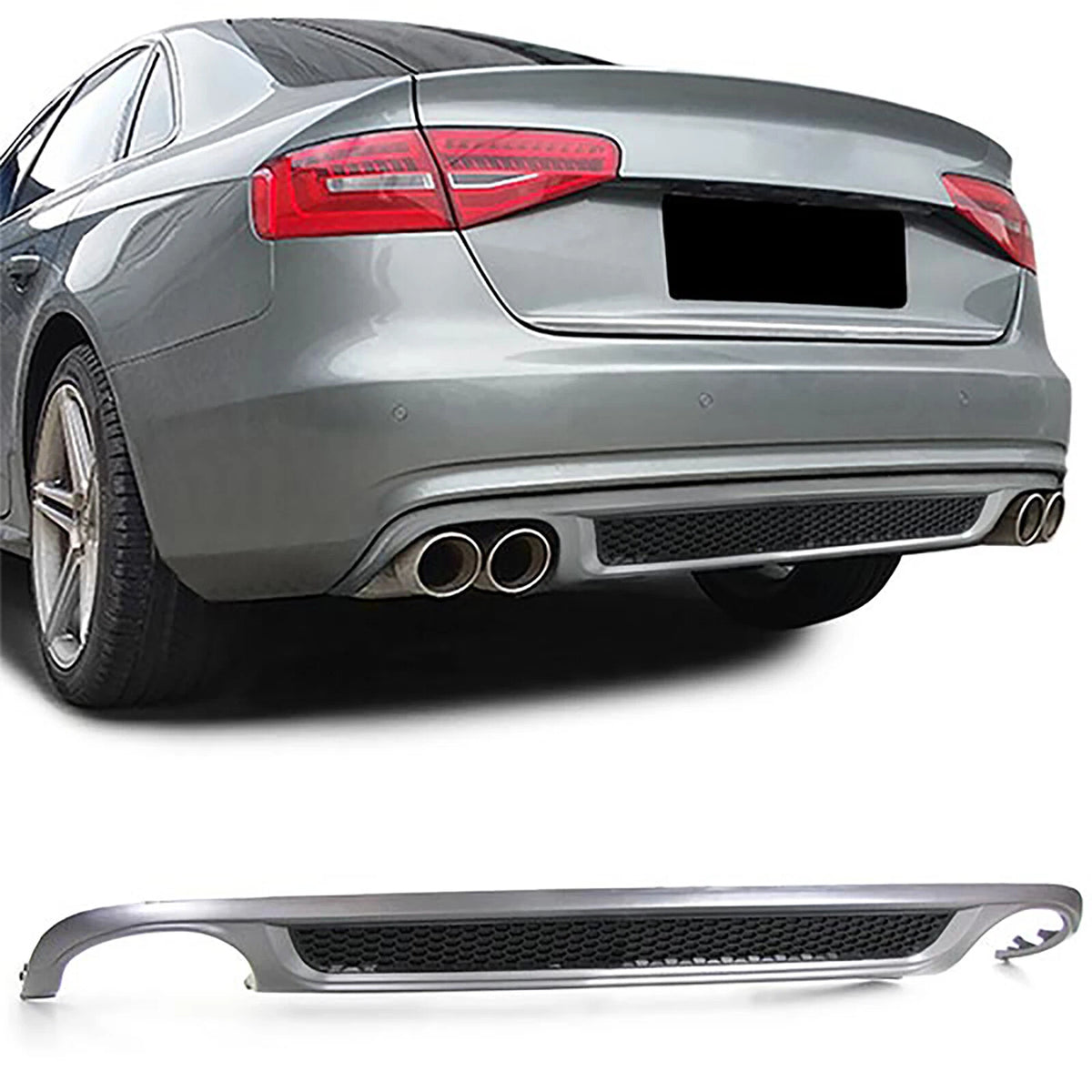 Audi S4 / A4 B8.5 Rear Diffuser Valance – S4 Quad Exit – Platinum Grey (8K0807521L)